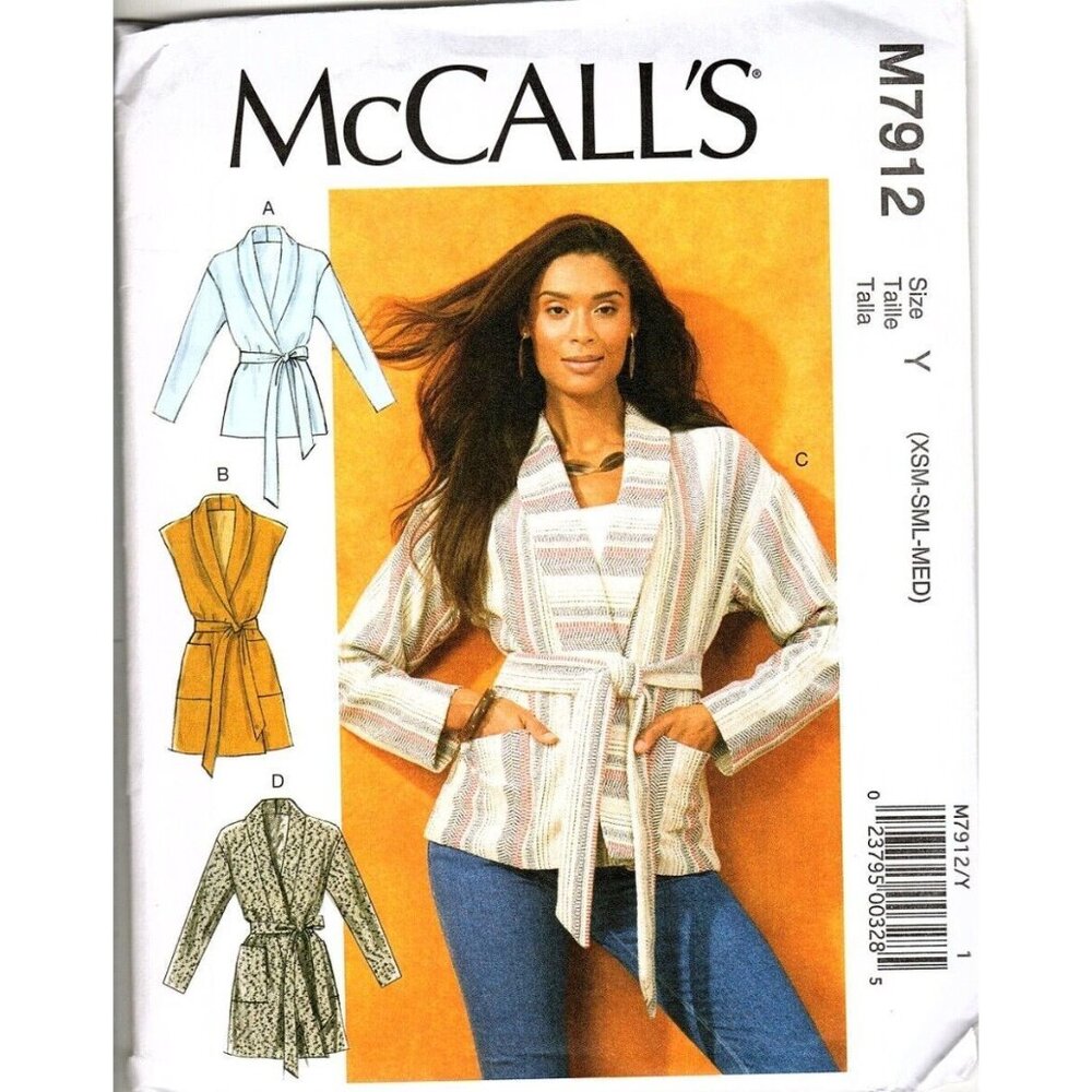 McCall's M7912 Misses XS to M Jacket, Vest and Belt Uncut Sewing Pattern New